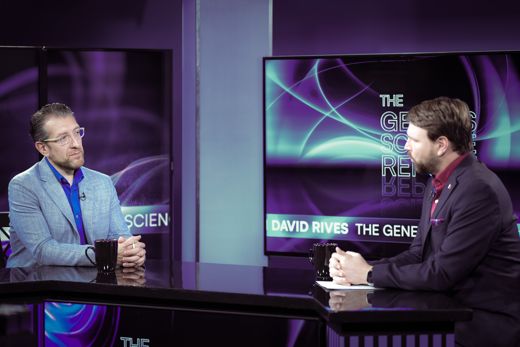 On set for The Genesis Science Report